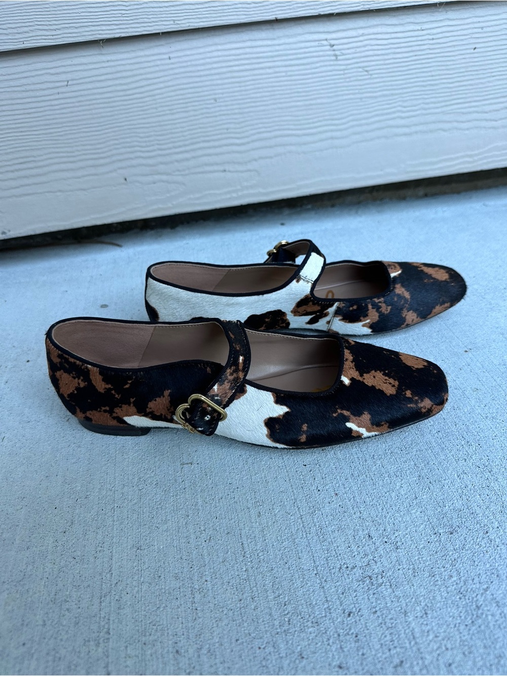 Sam Edelman Michaela Cow Print Calf Hair Mary Jane Flats Size 9.5 NWOT (A49)
